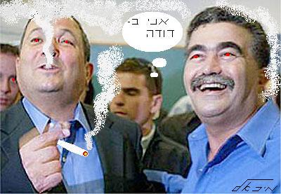 אהוד ברק ועמיר פרץ בדודה